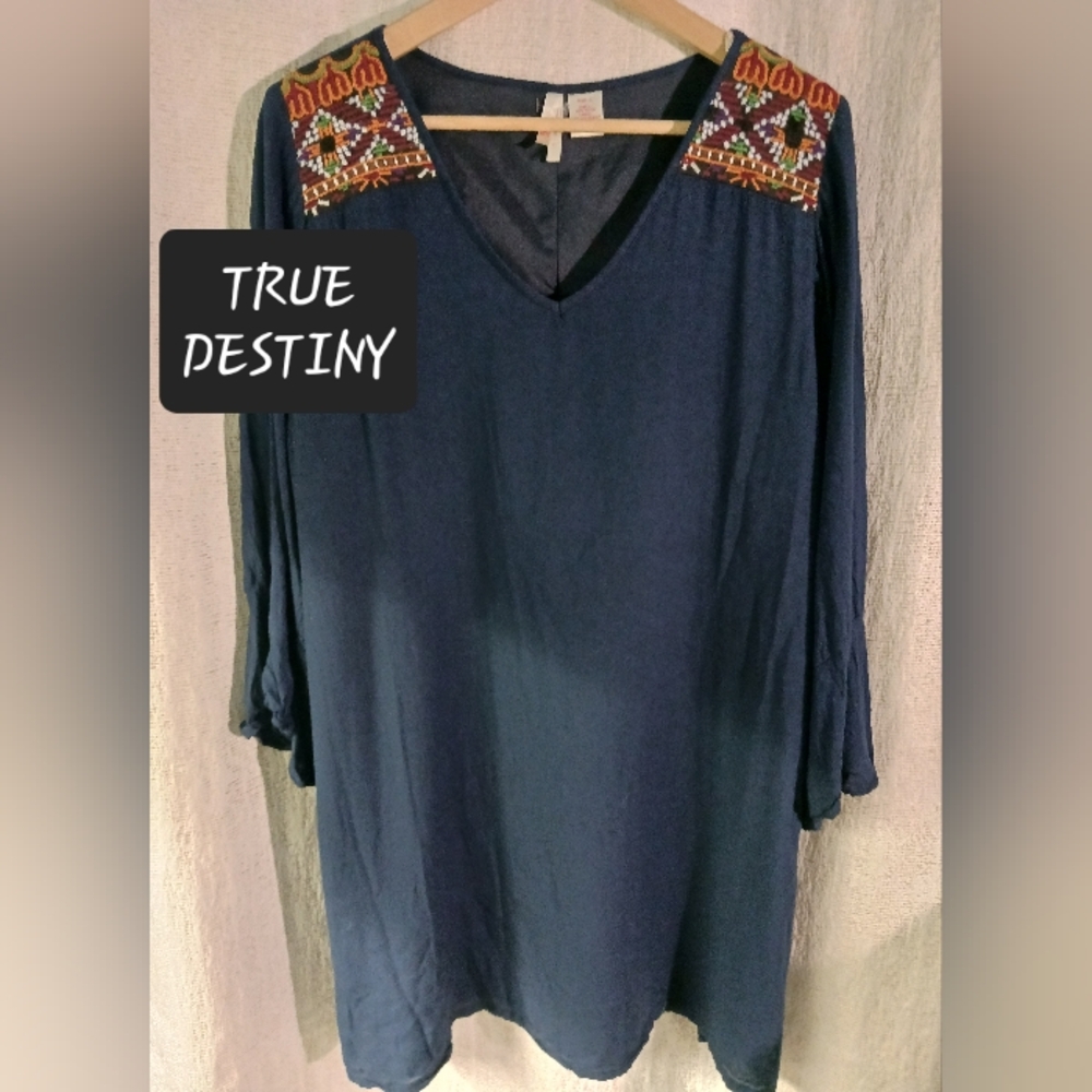 True Destiny AZTEC Western tunic blouse top womens large